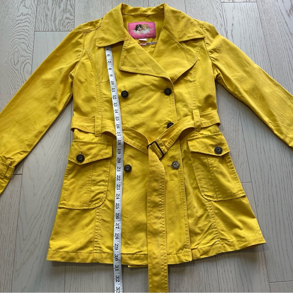 Vintage Y2K yellow fiorucci double breasted cotton canvas peacoat trench coat - Picture 12 of 17